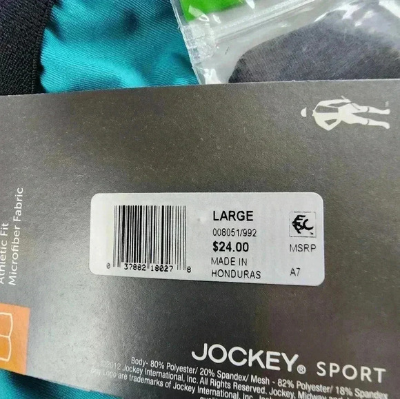 Jockey Sport midway brief & crew neck t-shirt bundle turquoise/ black NWT Large - Picture 2 of 6